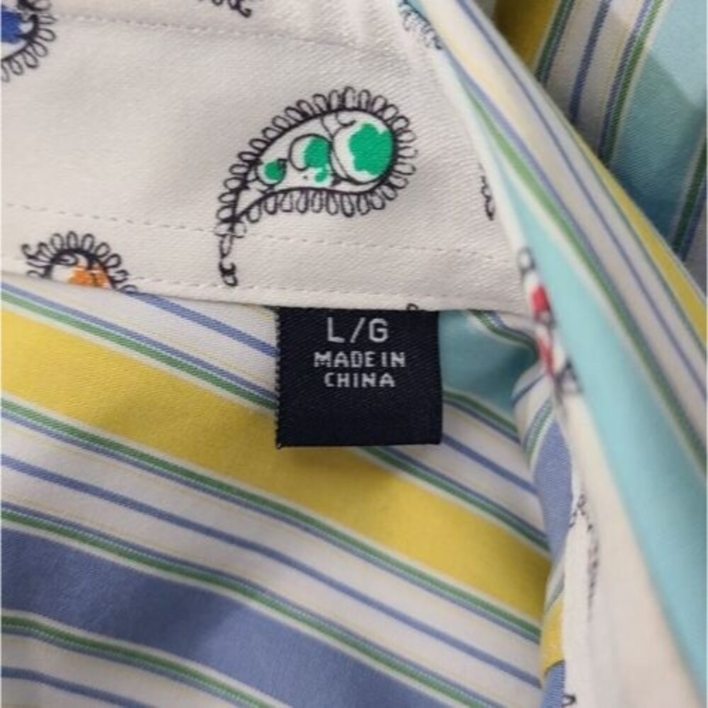 Robert Graham Yellow And Blue Striped Button Down Shirt Mens Size Large - Picture 6 of 6